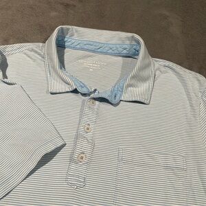 Vineyard Vines Polo Shirt Mens Medium Blue Striped Island Polo Pima Cotton